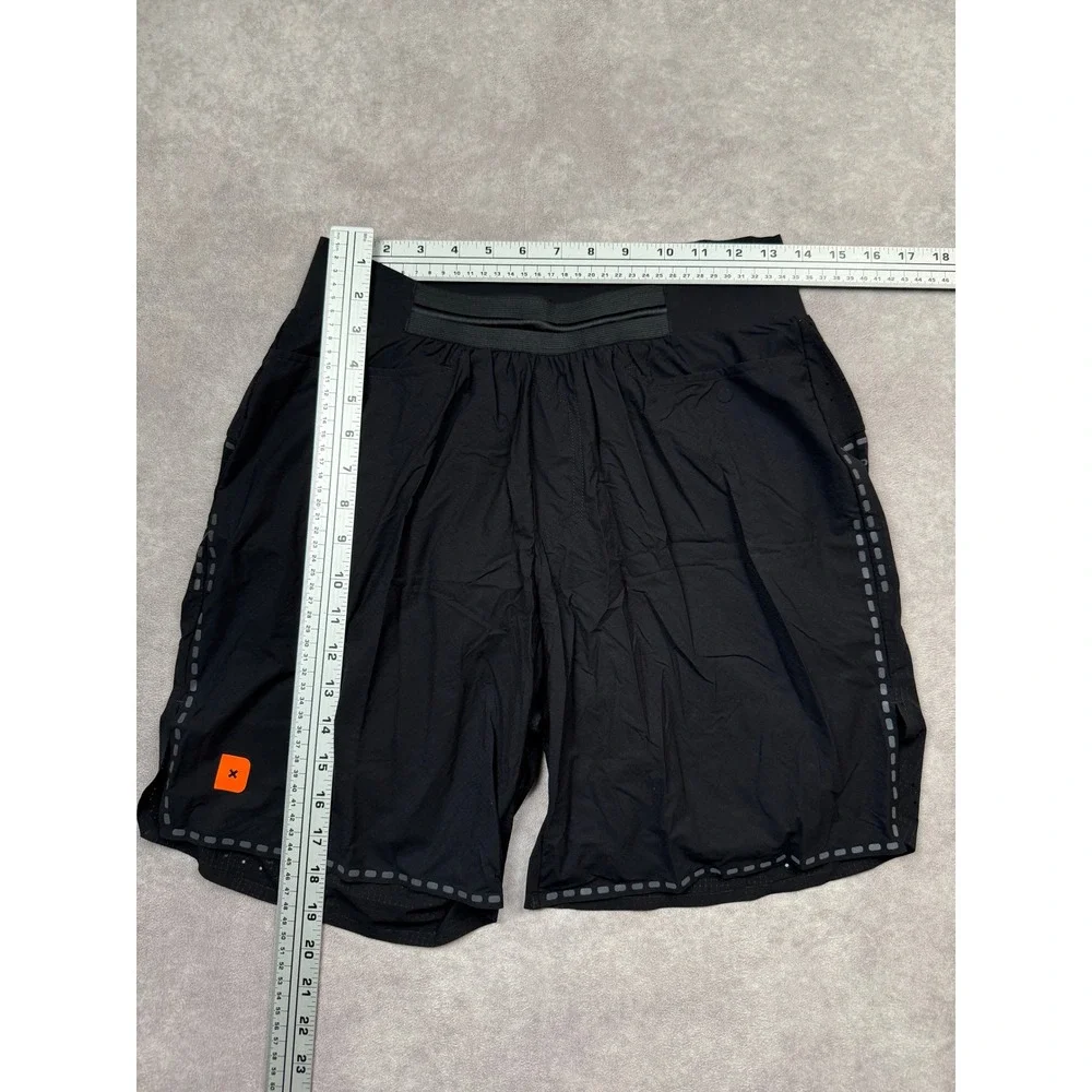 Deckers‎ X Lab Mens M 2-in-1 Running Shorts Black Reflective Pocket Performance